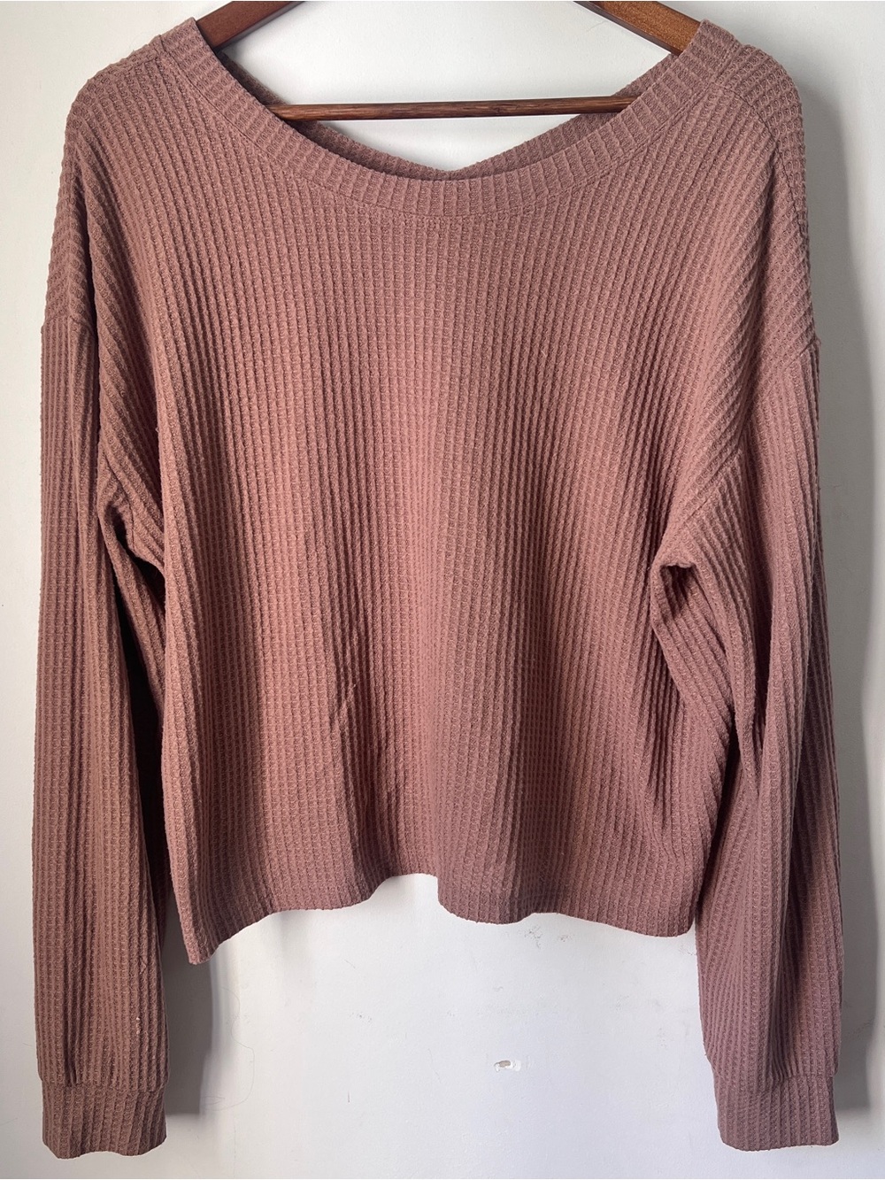 Aeropostale Waffle Knit Scoop Neck Pullover